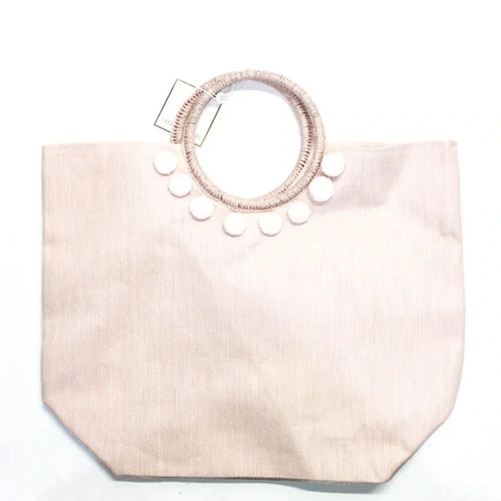 SHIRALEAH pink vegan bridesmaid bachelorette straw beach pool tote bag satchel
